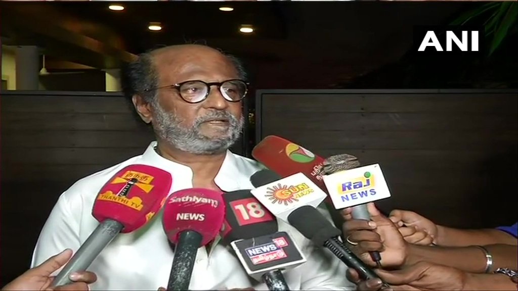 ANI's tweet image. Rajinikanth on #Article370: The way they planned the entire issue,it was a master strategy.First they imposed section 144 &amp;amp; ensured that people don't create any trouble.Then they tabled the bill, first in Rajya Sabha where they don't have majority&amp;amp; then got it passed in Lok Sabha
