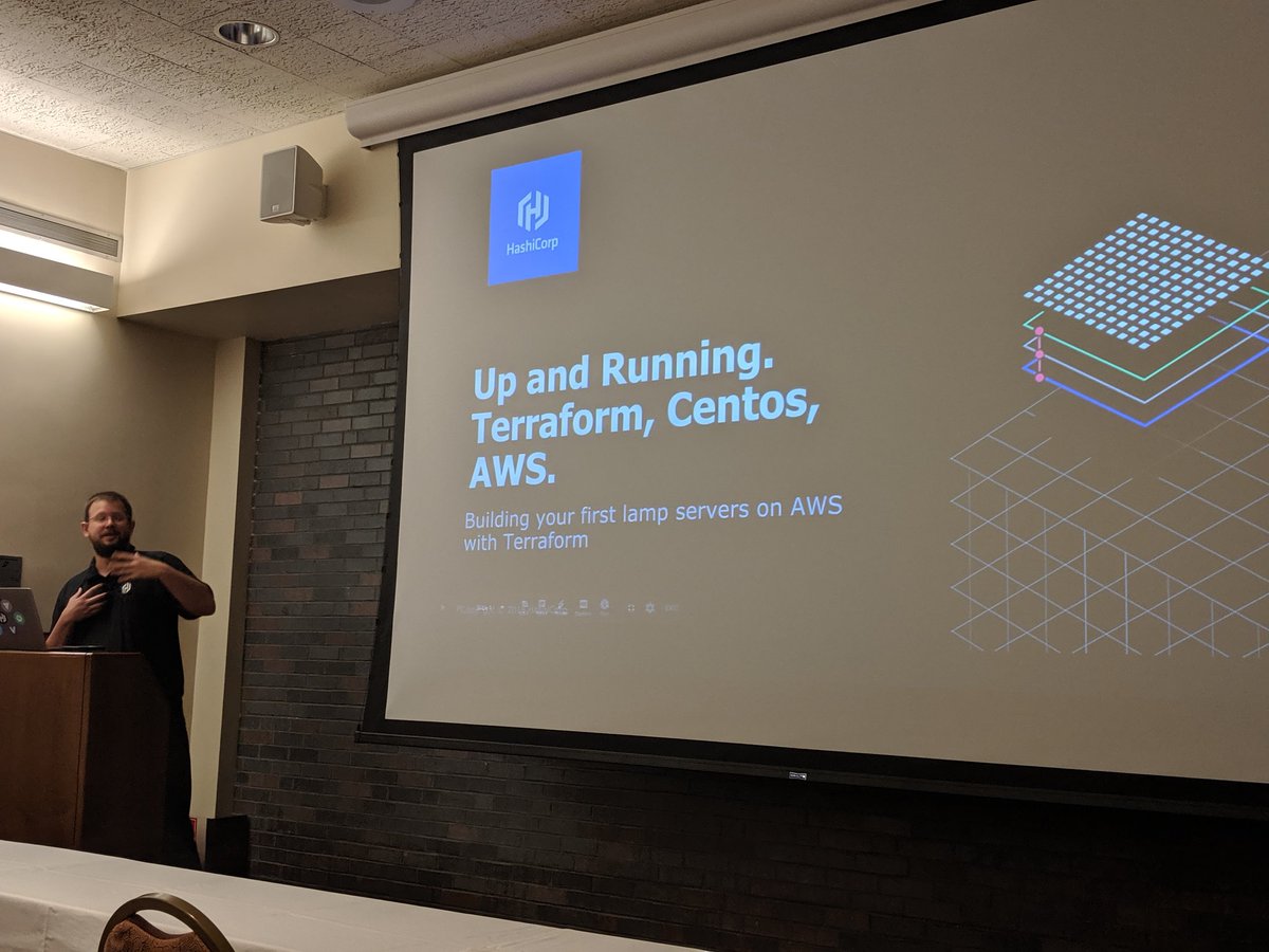 CentOS's tweet image. Next up Andy James talking about Teraform, CentOS and AWS at the #CentOSDojo at @devconf_us