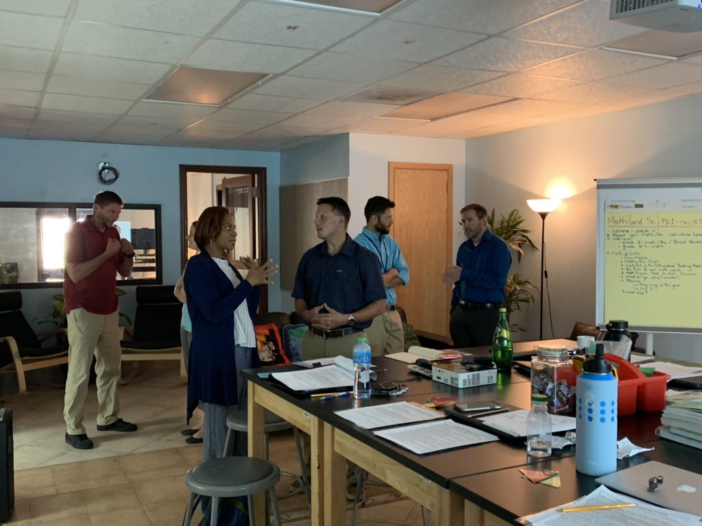 mathcoachRiyaz's tweet photo. Math, science, SST and admin at Dhahran School engage in problem solving and reflect on the shifts we’ve made in math teaching and learning. 1st PD session in DHA’s PD Learning Lounge! #dhawildcatpride #dhamath #dhamathpd #dhapdlounge #dhapd2019 #mathteachingpractices #dhacoaches https://t.co/AEEbRDQzgW