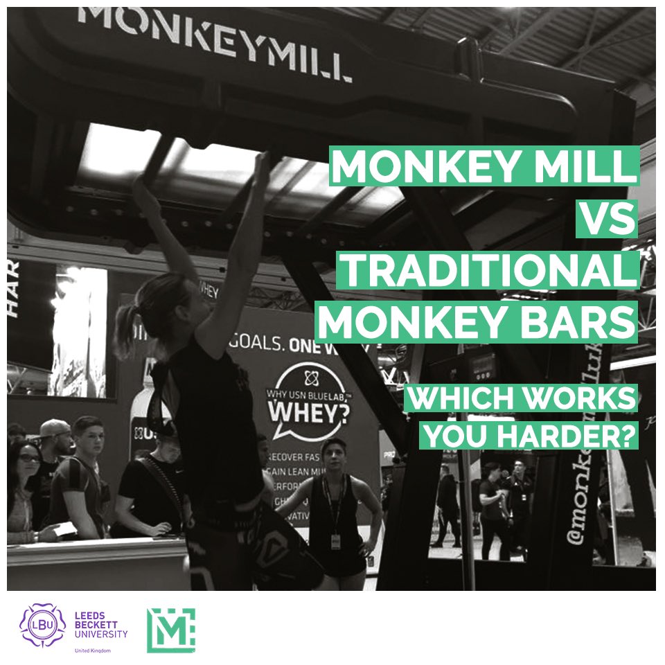 monkeymilluk's tweet image. Q: Monkey Mill vs traditional monkey bars, which works you harder?
A: Monkey Mill.
According to @leedsbeckett “Monkey Mill has been demonstrated to engage the forearms, biceps, triceps, deltoids and trapezius on average 39% more than the traditional monkey bar swing.”
#monkeybars