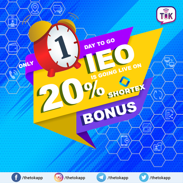 📣📣 Only 1 day to go!!! 📣📣 IEO on SHORTEX | 20% Bonus!!! 🕛 15th August 2019 | 00:00 GMT 🕛 #blockchain #decentralized #crpto #ethereum