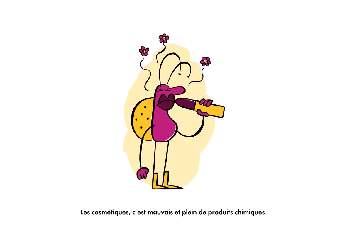 UnivParisSaclay's tweet photo. Série d’illustrations de @UnivParisSaclay volontairement décalée, pour engager le dialogue contre représentation souvent négative de la CHIMIE ! 
« Les #cosmétiques, c’est mauvais et plein de produits chimiques »
STOP aux #idéesReçues en chimie ! (2/3)
➡️ https://t.co/g3ABSdGptm https://t.co/vVQk5xblqu