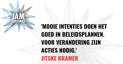 Inclusie gaat over meedoen, over diversiteit. Praten en reflecteren zijn belangrijk. In actie komen ook. Op 20 juni tijdens Het Grote Inclusie Event met <a href="/jitskekramer/">Jitske Kramer</a> en vele anderen. #hgie19 #jamcultures #inclusie #diversiteit 
Lees verder op: bit.ly/2HdptDr