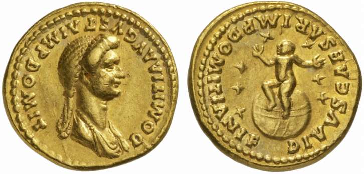SokolowskiLuk's tweet photo. And here the #aureus minted on the occasion of the birth of the son of #Domitia and #Domitian. https://t.co/km2AQTOdk5