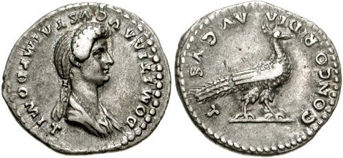 SokolowskiLuk's tweet photo. And here #denarius of #Domitia, also with #peacock.
82-83 AD. DOMITIA AVGVSTA F DOMIT, draped bust right, hair in plait behind / CONCORDIA AVGVST, peacock standing right
https://t.co/7e0gEX03ix https://t.co/slQsoHJ2ZI