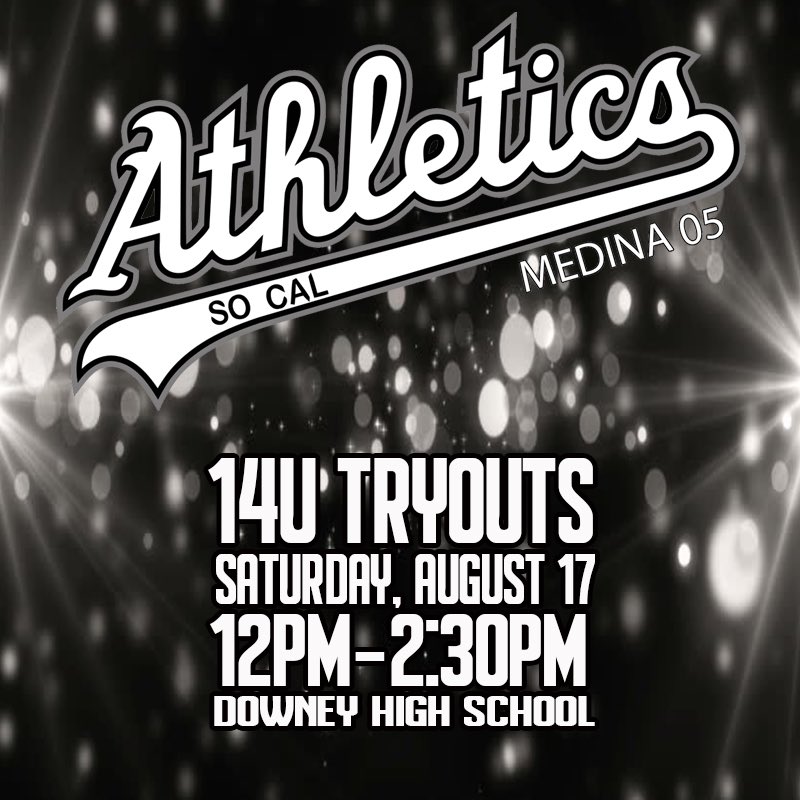 SCA14U's tweet image. 14U TRYOUTS THIS SATURDAY AT DOWNEY HIGH SCHOOL! Looking for ‘05 players. Pitchers/Catchers/Athletes. Check in at 11:30am. Tryouts will start at 12pm. For more info or to schedule a private workout, contact Coach Tony Medina at (424) 205-4997.