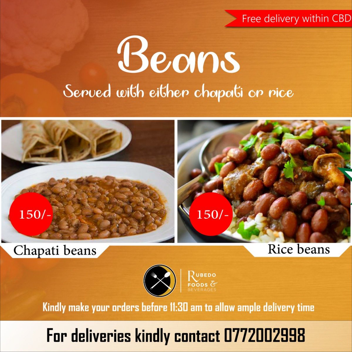 rubedofoods's tweet photo. You talked we listened..Thursday special we will be preparing both our delicious pilau served with kachumbari and beans served with chapati..kindly make your orders before 11am. Retweet widely...#ikokazi #Kenyans #KOT https://t.co/0OSOVe2QBb