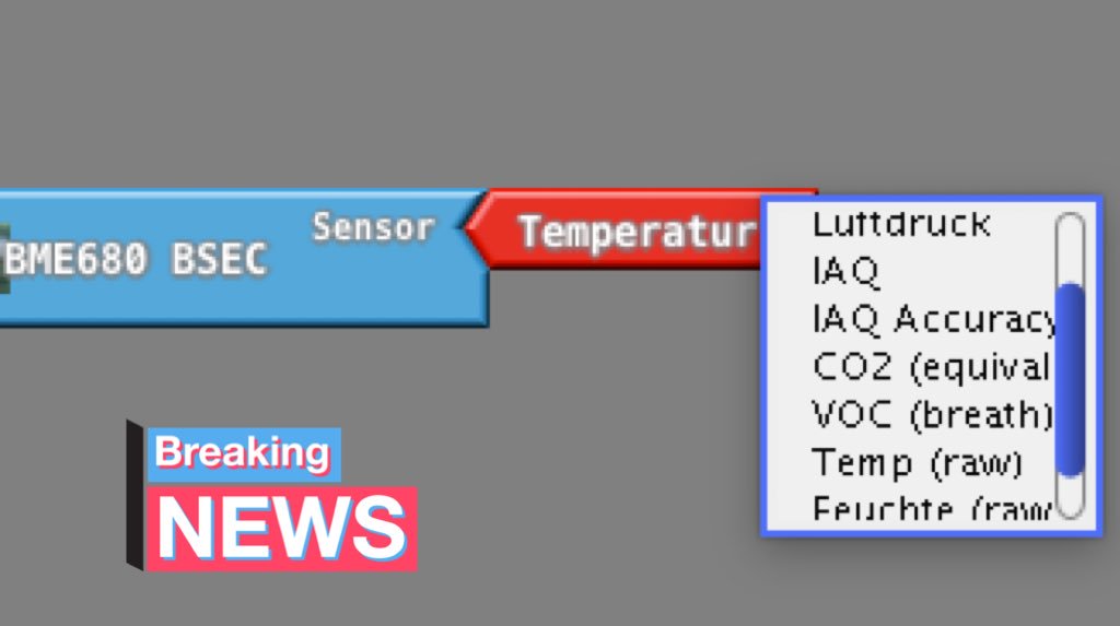 Breaking News: #IoT Octopus 🐙 supports now the fantastic BSEC lib from <a href="/BoschMEMS/">Bosch MEMS</a> - so you can measure not only VoC but also iAQ and eCO2 all with one on board sensor - Ardublock #IoT Werkstatt is in final beta - released soon!