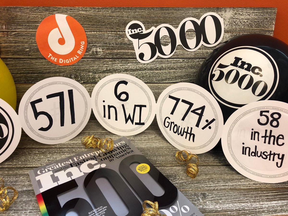 digitalringlive's tweet photo. Pop the champagne, we made the @inc5000 list of fastest-growing private companies in the U.S.! We couldn’t be more honored to be #571 in the country and #6 in Wisconsin. Thanks for joining us on this awesome journey! https://t.co/fZS2L3wovk