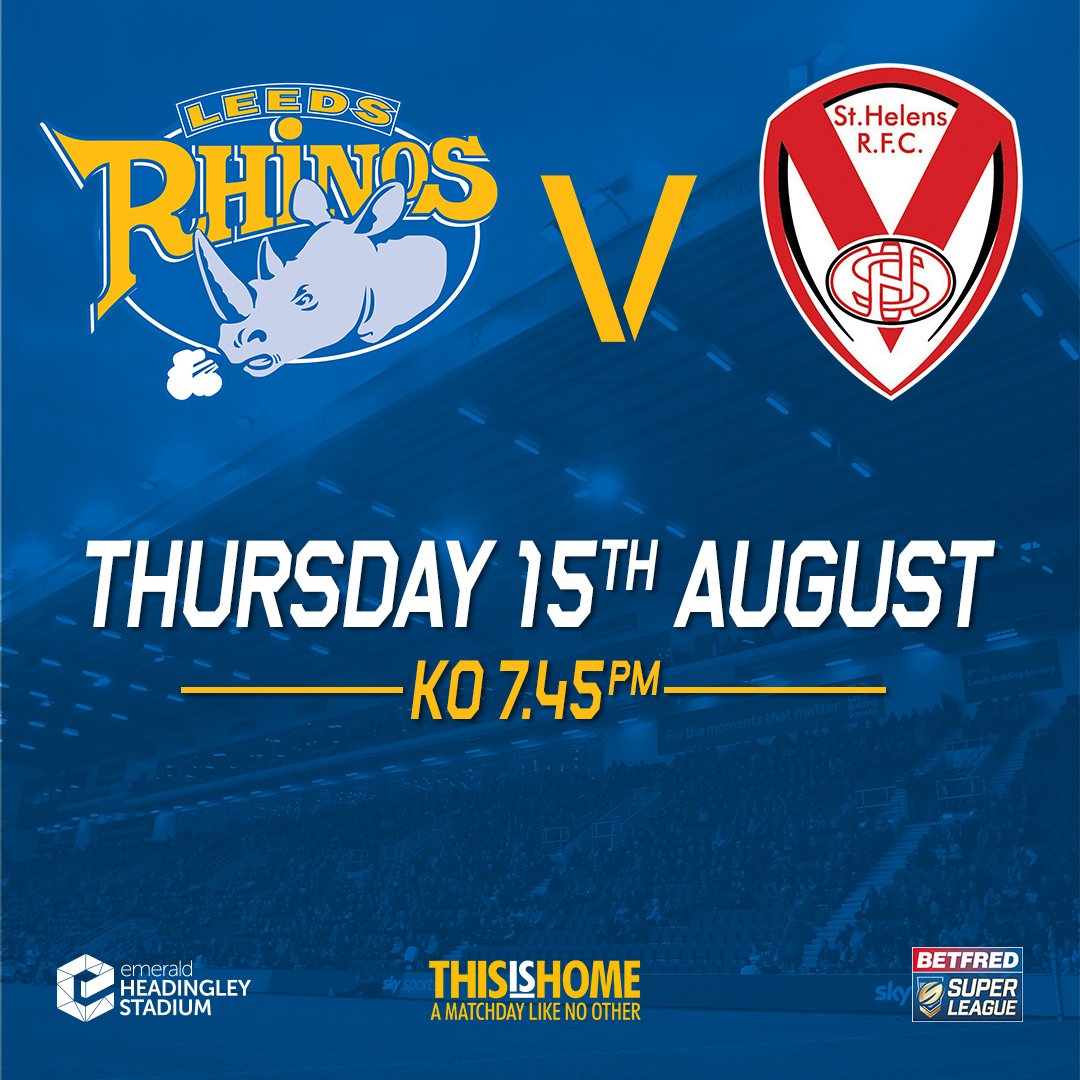 leedsrhinos's tweet photo. GAME DAY!
🆚 @Saints1890
🏉 @SuperLeague
🏟 @EmeraldStadium 
⏰ KO 7.45pm
💚 #MakingSpaceForSamaritans with @LeedsBS
🦏 Leeds Rhinos U19s curtain raiser, KO 5.30pm
🎟 Tickets from £15 available on the cash turnstiles from 5.15pm
📺 Can't make it to the game? Watch on Sky Sports https://t.co/acpysSftqO