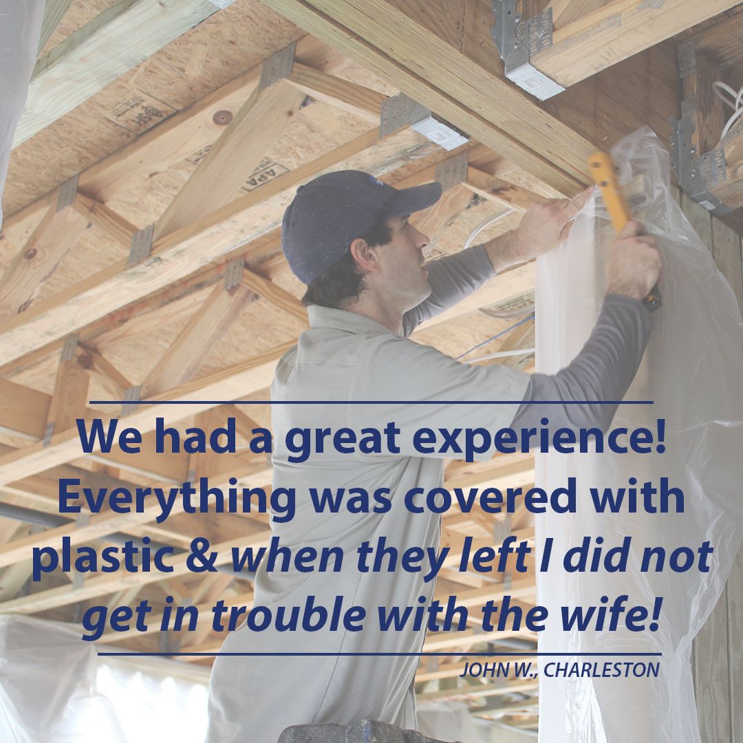 EnergyOneFoam's tweet photo. We prep our jobs so well, we're wife approved! 😆 #Sprayfoam #insulation can be messy, but with our team on the job neither #homeowners nor #builders need to worry about a post job mess.
#prep #jobsite #construction life https://t.co/CF1V8wLFTv