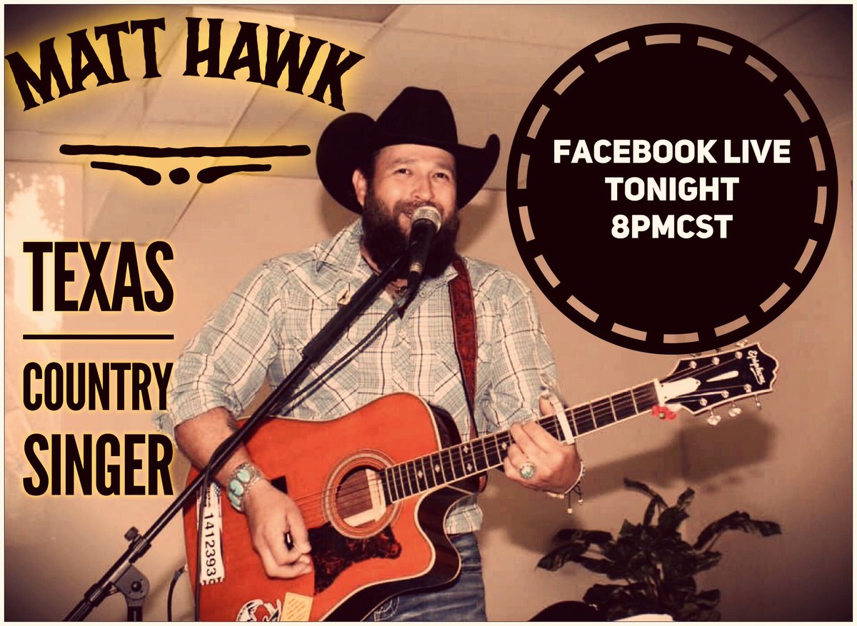 MattHawkMusic's tweet photo. Tonight I will going Facebook Live at 8pmCST, tune in because tonight for the first time I will doing a tip jar auction. Join in for details #FacebookLive #auction #texascountrysinger #fumf https://t.co/oLE4peiqQR