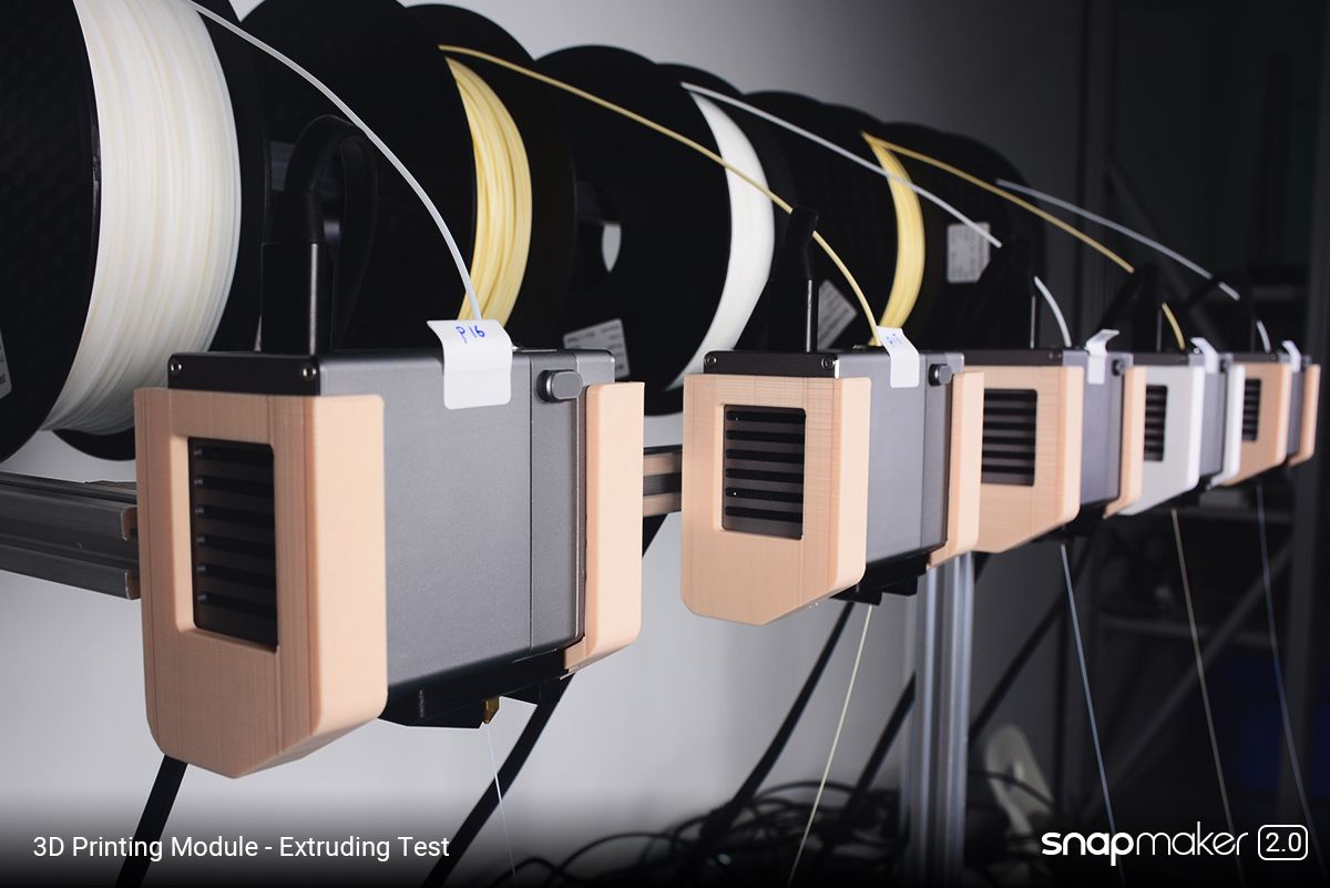 snapmaker's tweet image. We have started the tests of different modules. For example, we are now doing the extruding test for the 3D printing modules. This test makes sure the extruder can extrude filament smoothly. #Snapmaker2 
Learn more about the Snapmaker 2.0 at buff.ly/32L0kbn