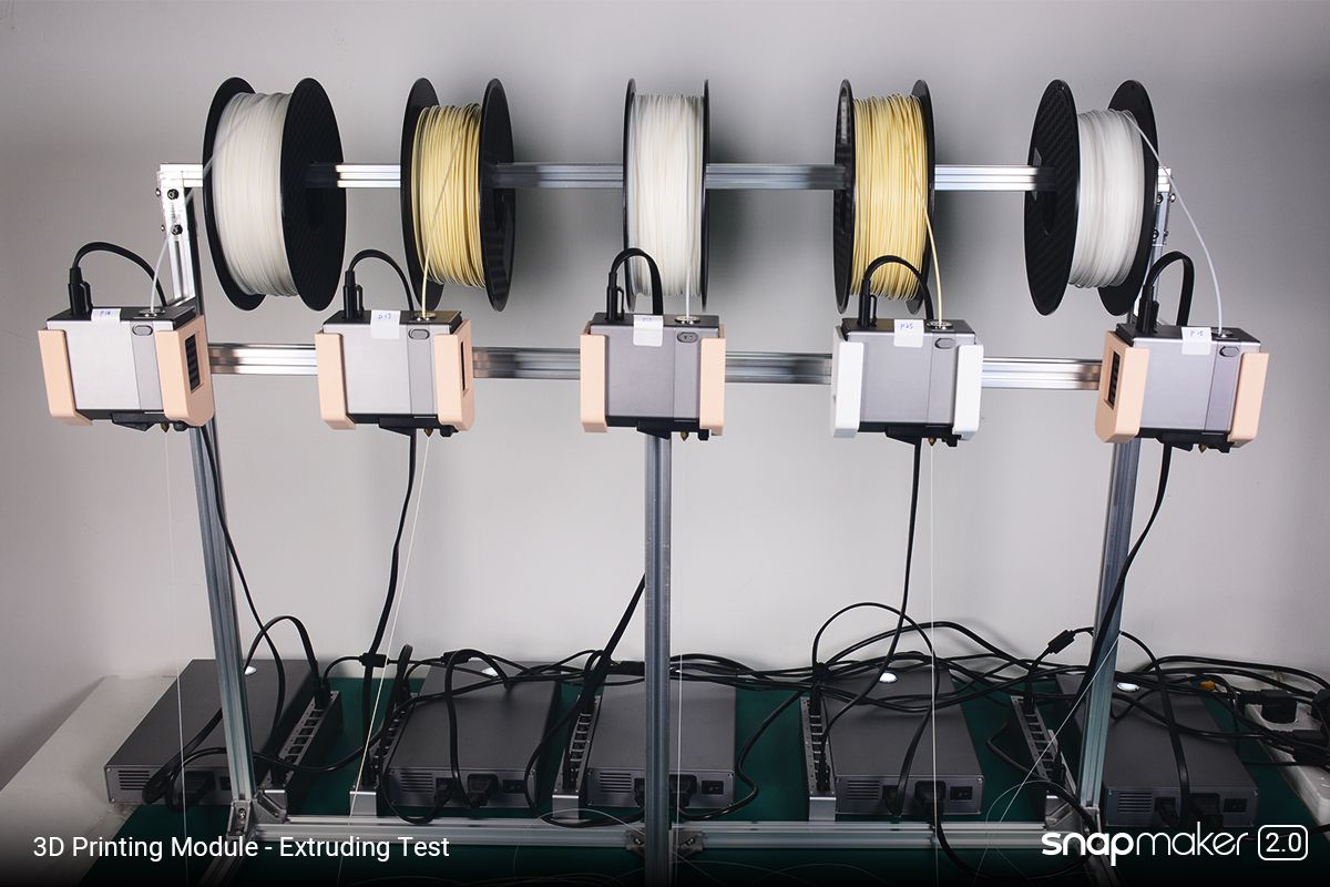 snapmaker's tweet image. We have started the tests of different modules. For example, we are now doing the extruding test for the 3D printing modules. This test makes sure the extruder can extrude filament smoothly. #Snapmaker2 
Learn more about the Snapmaker 2.0 at buff.ly/32L0kbn