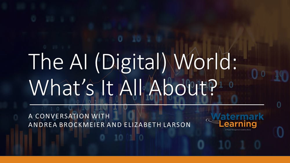 Digital this, digital that...AI and more. Listen to a recent conversation @afbrockmeier had with <a href="/e_larson/">Elizabeth Larson</a> about: The Digital World: What's It All About?  bit.ly/AI-World #baot #pmot #agile #digitalba