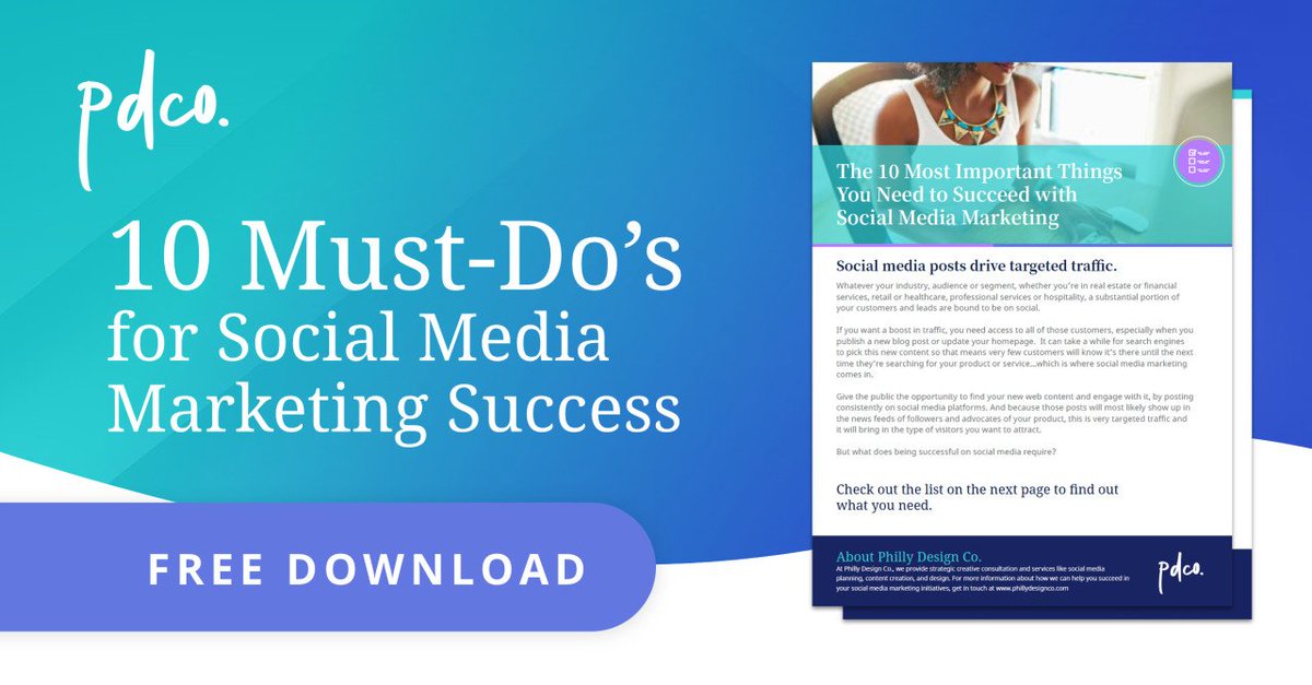phillydesignco's tweet photo. 🤔Confused by how to start marketing on social media? 🤔This checklist is for you. ✅ Download it here--> Free Checklist: 10 Must-Do's for Social Media Marketing Success https://t.co/oKRICsxtRN https://t.co/4De1Ycd5MG