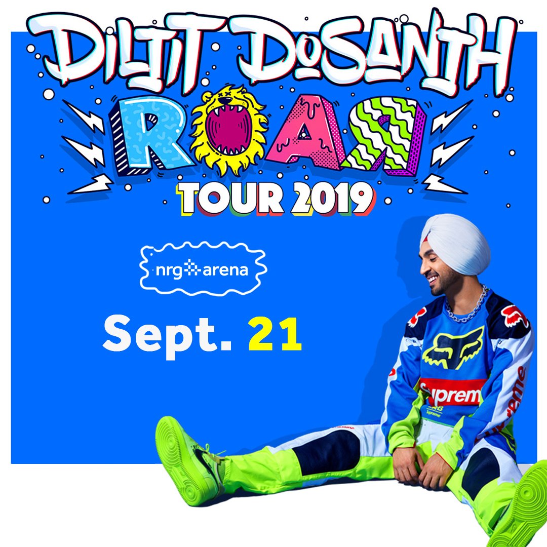 🦁 #ROARTOUR is coming to #NRGArena September 21st!  From Punjab to Houston! Get tickets to see @diljitdosanjh 🦁🔥🙌
 #Sukhbrar #ShriBalajiEntertainment