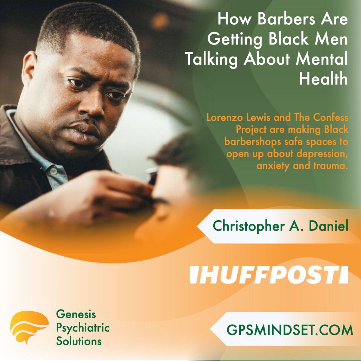 GPSmindset's tweet photo. Lorenzo Lewis is making Black barbershops safe spaces to open up about depression, anxiety and trauma.
https://t.co/i33qZi3phX
#mindset #mentalhealth #attitude #lifestyle #gpsmindset #somedocs #somepsych #psychtwitter #blackmen #depression #anxiety #trauma #blackbarbershops https://t.co/bQTkfFlLI5