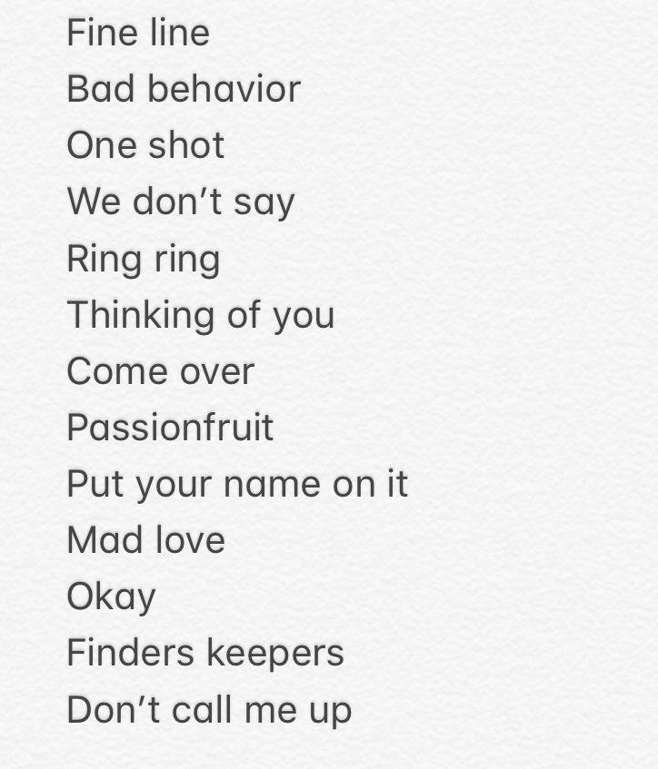 kaythewordsmith's tweet photo. forgot to share this but here’s @Mabel’s setlist for her north america tour for anyone who needs it ! #mabel #mabeltour https://t.co/0XR8vL0Rit