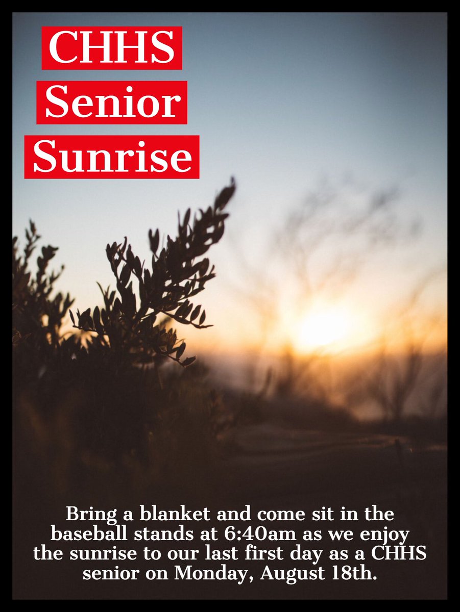 CHHS_PALS's tweet photo. Class of 2020 - THIS IS OUR YEAR! 🎓 Let’s start the year off right with a sunrise, and we’ll end the year off right with a sunset. See you all on Monday! #chpantherpride #palsplaytowin https://t.co/Z4L0iAvbBI