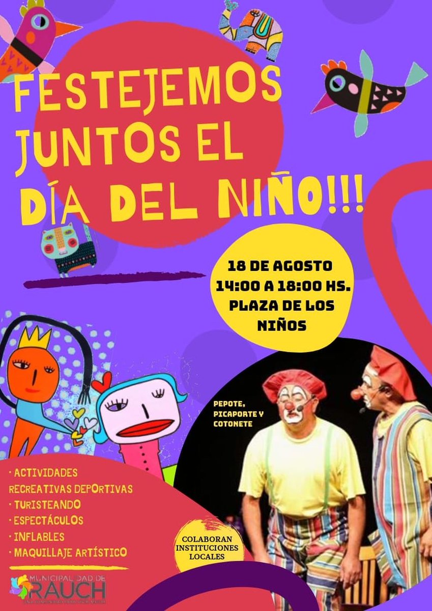 MuniRauch's tweet photo. Festejos por el Día del Niño
https://t.co/Xf0NsSz6T6
@maxisuescun @GJPalazzo @Noelia1782 @rodsald @AdriChiclana @EstudioSica @fermingsica https://t.co/WWrkpL6Ivj