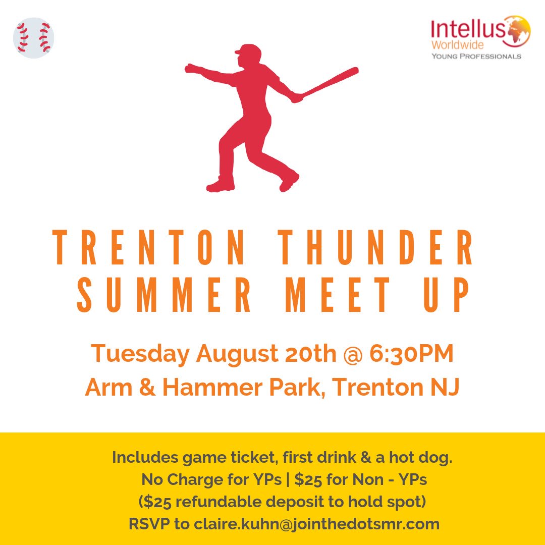 IntellusYP's tweet photo. There’s still time to reserve your spot for the #IntellusYP Trenton Thunder Meet Up next Wednesday! Join registrants from @sanofi @WeJoinTheDots @medsurvey @HRANews &amp; @brandingscience Must RSVP by end of day 8/19. https://t.co/QbSaeB2MTQ