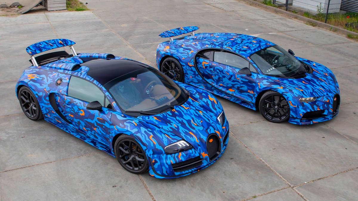 car_and_driver's tweet photo. Los Bugatti Chiron y Veyron de Afrojack son de todo menos discretos.
#Bugatti #JDCustoms #Afrojack #DJ #supercars
https://t.co/choSn62ggC https://t.co/yxiZEHiEW8