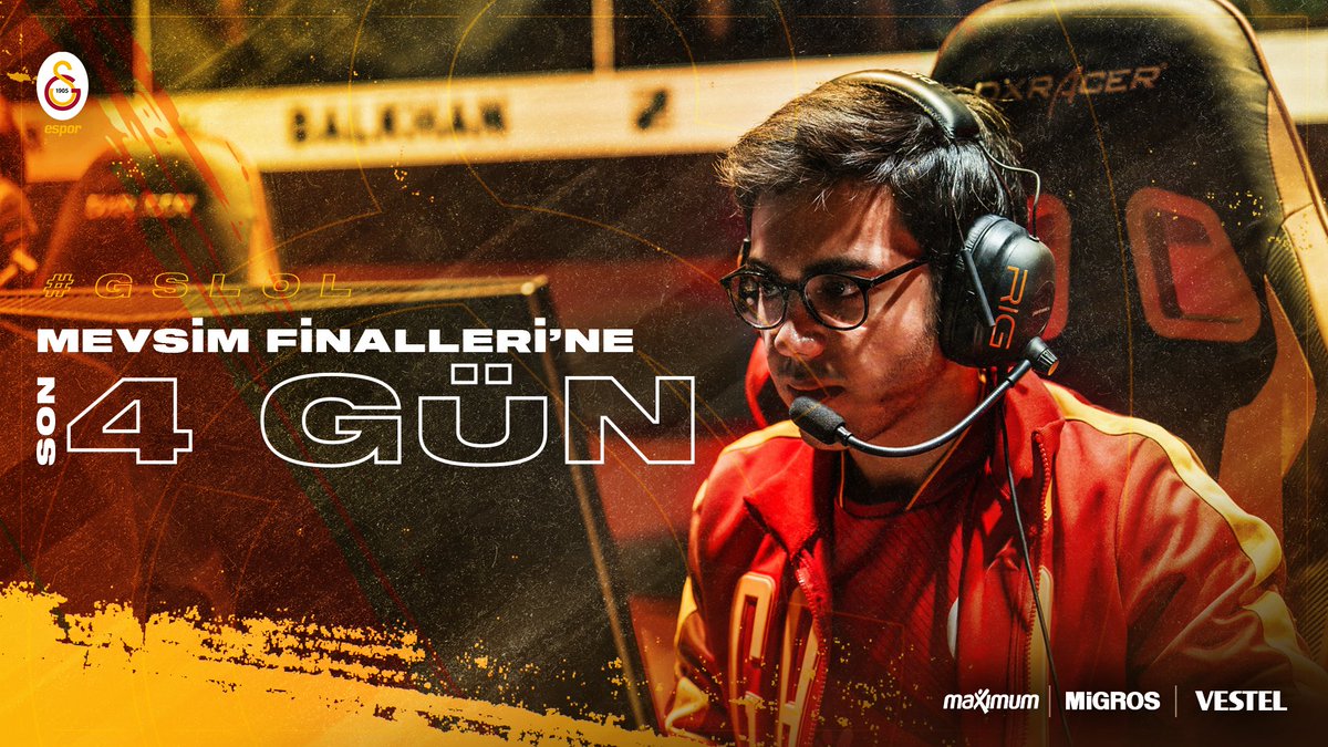 GSEsports's tweet photo. 4️⃣ TBF yolculuğumuzun başlamasına son 4 gün! #ŞimdiBizimZamanımız 💛❤️ #GSLOL 🦁 https://t.co/2O99pOAfHI