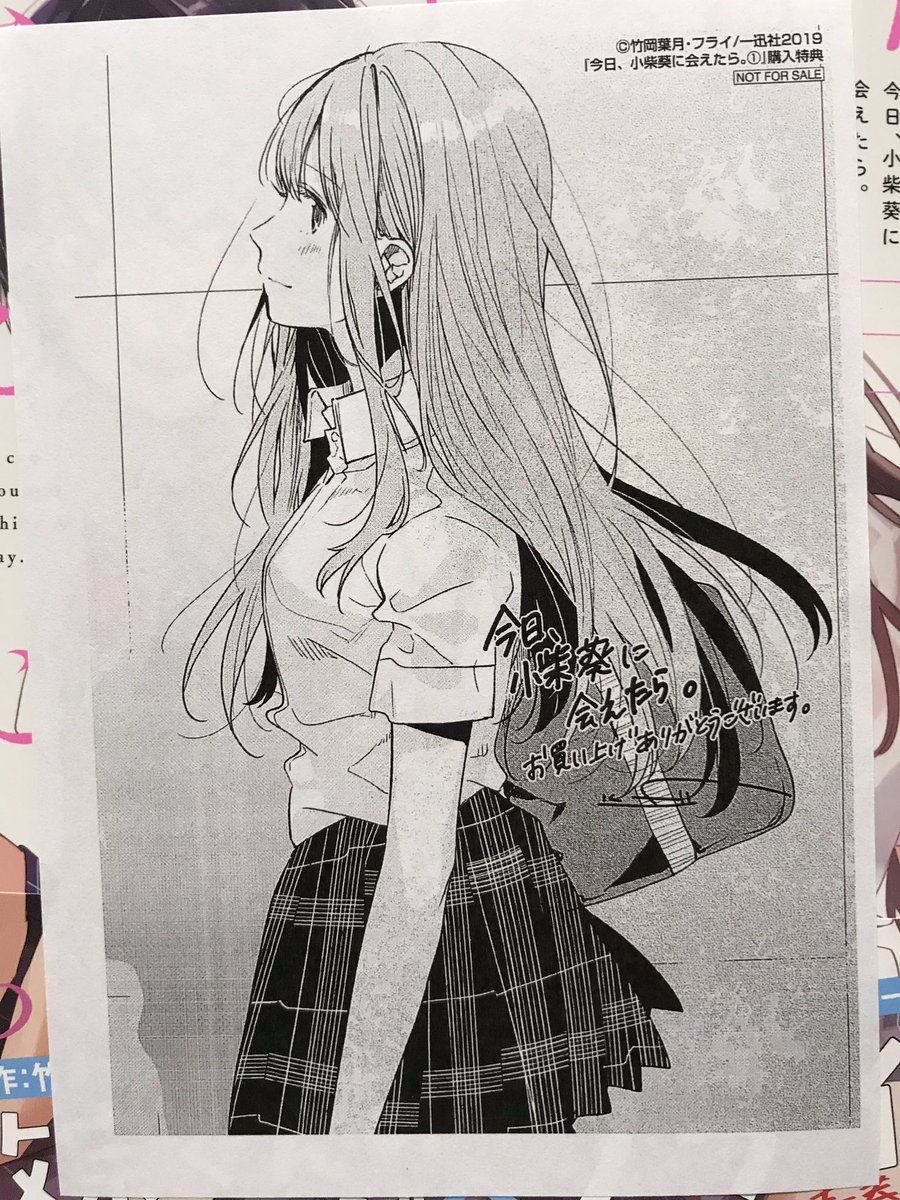 好きなイラストレーターのフライさんが作画ということで買った「今日、小柴葵に会えたら。」①(原作は竹岡葉月さん)。絵は文句なし!内容は、明るくはしゃぐトーンと落ち着いて静かなトーンの流れが交互に展開されるんだが、個人的には静かに心情を追っかけるトーンを中心に描いていってほしいなあ。