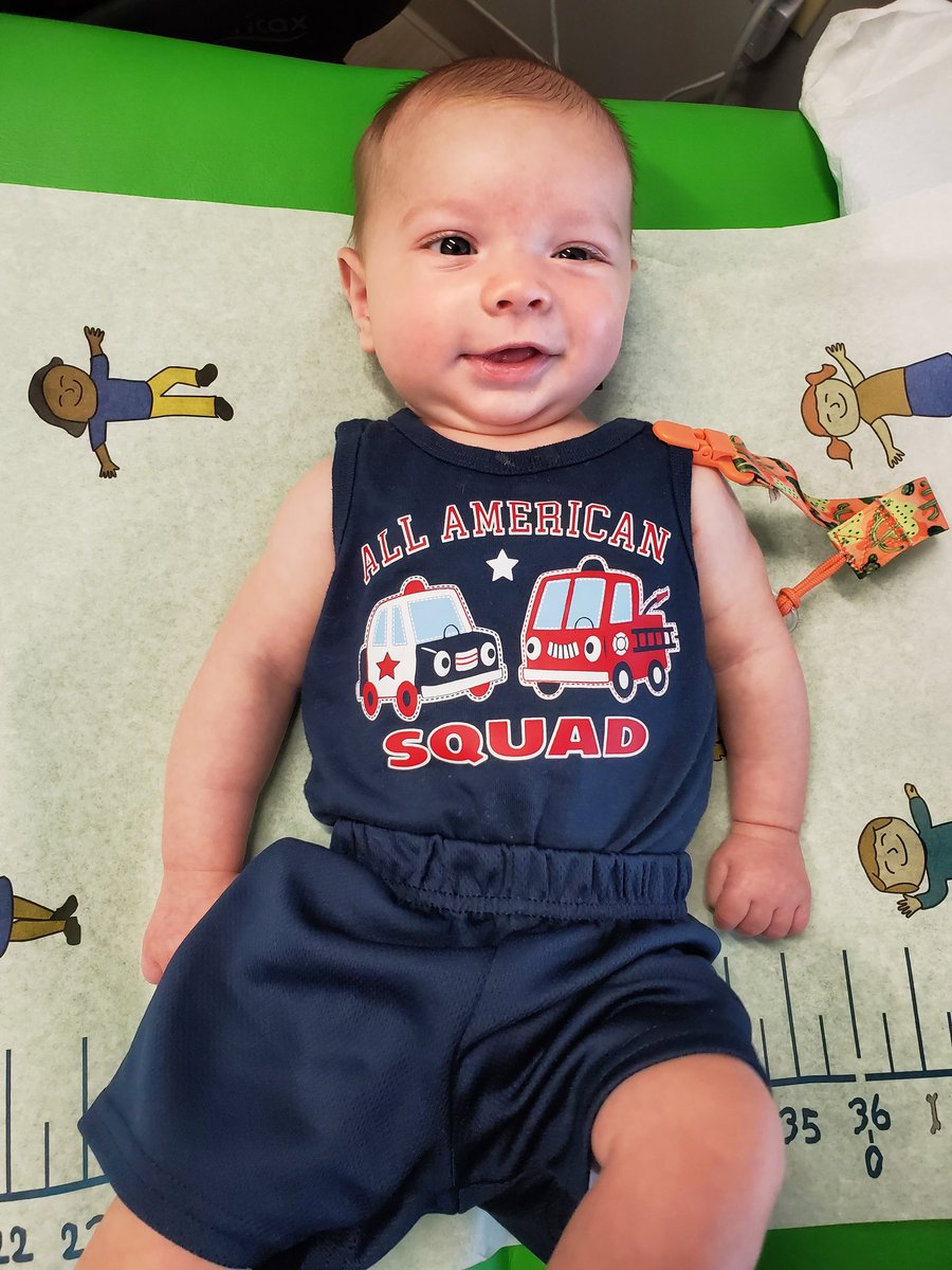 DoubleR_25's tweet photo. This munchkin is officially cleared by the Pediatric Gastroenterologist! AND we get to start foods at 4 months. Not only did he catch up hes thriving! #Mommasstrongboy #thosecheeksthough https://t.co/l65URVyTsx