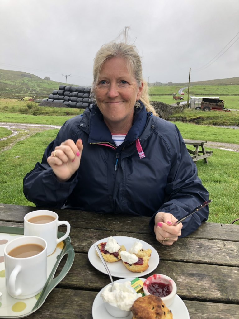 SallyBucknole's tweet photo. Refreshments courtesy of @AmandaOwen8 at #Ravenseat today. Great for us southern softies to visit the Dales. πππ#yorkshireshepherdess #sheepfarmer #farmingatitsbest #coldandwet #callthissummer https://t.co/4sHOw6M7yy