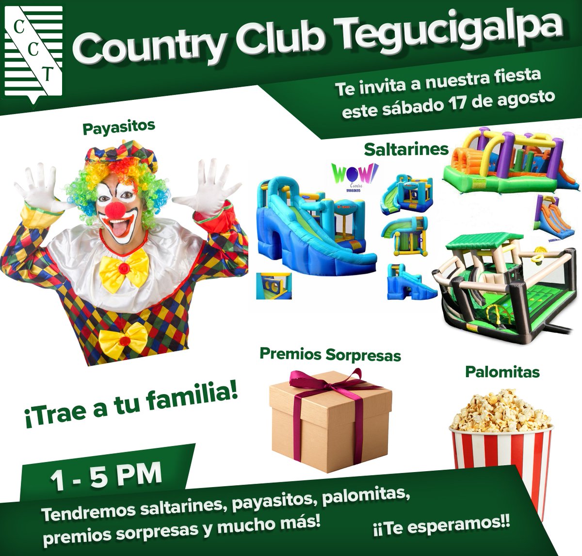 CountryClubtgu's tweet photo. Este sábado 17 de agosto el  Country Club Tegucigalpa te invita a que pases una bonita tarde con nosotros y disfrutes con tu familia. https://t.co/Pu96gVODd5
