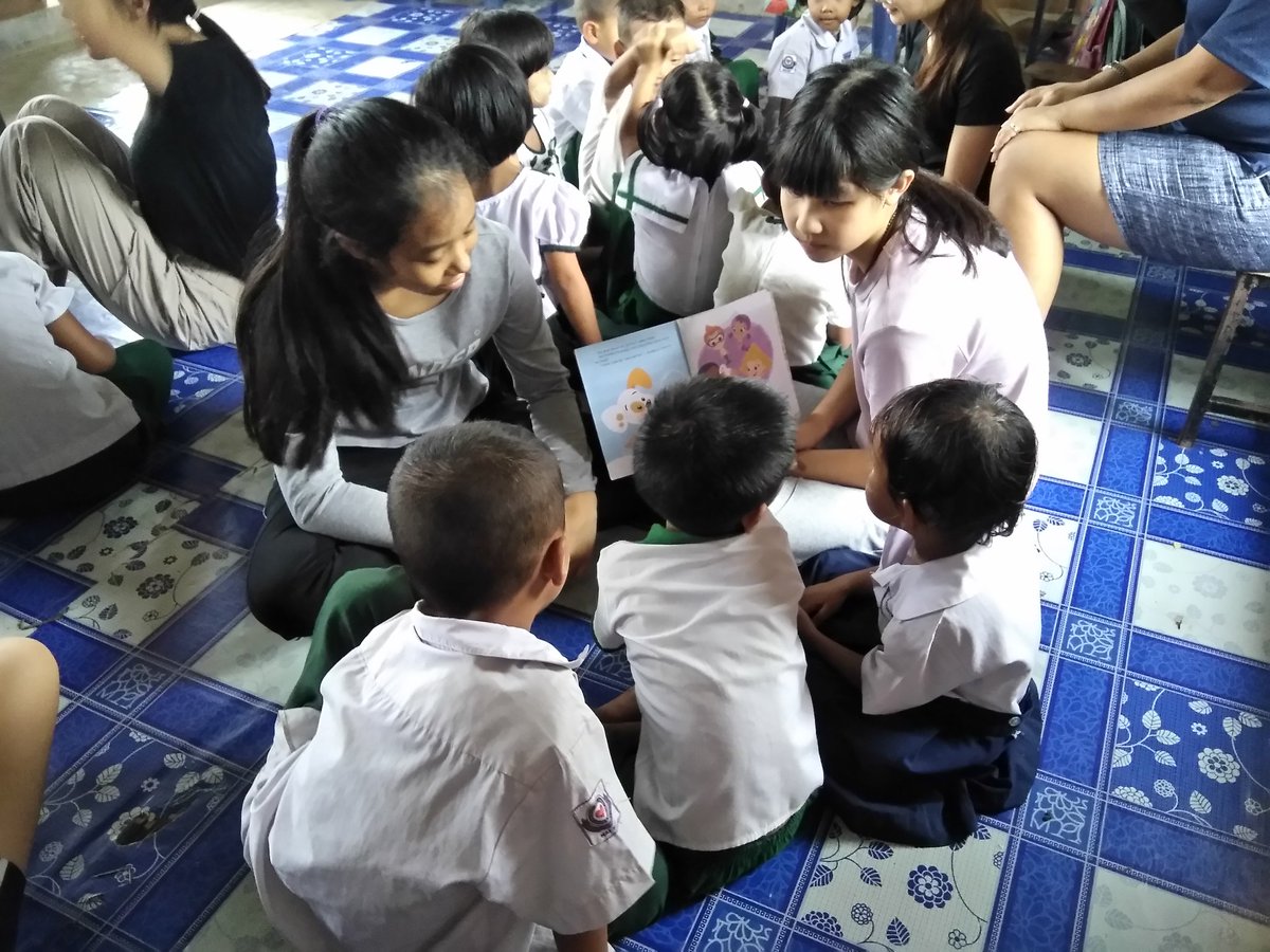 SR5phase's tweet photo. The first SR5 community service trip of the year commenced today with wonderful afternoon of singing, storytelling and acting, with significant leadership and teaching talent on show at the Champion School. @HarrowBangkok @HarrowBkkLIA @BorderBurma @AcornOverseas https://t.co/ae2nN1WQSV