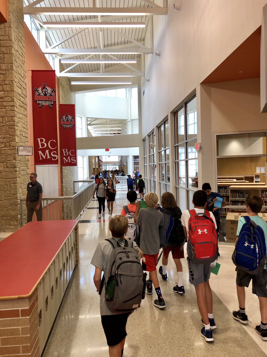 BradTLancaster's tweet photo. Fifth stop of the day-the brand spanking new Bee Cave Middle School! An outstanding first day in this new building.  Already rocking and working. Go Raiders! https://t.co/Lza4qMfg0k