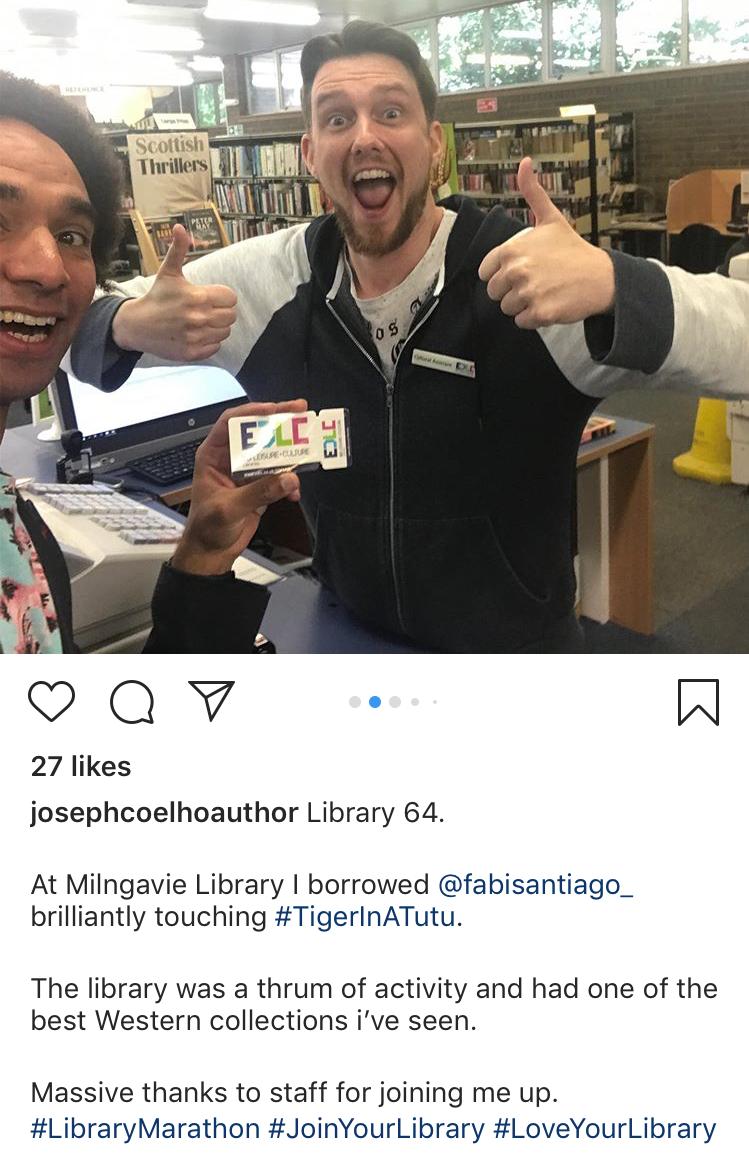 EDLC_Culture's tweet photo. Yesterday we had the pleasure of welcoming author Joseph Coelho to #MilngavieLibrary. He is attempting to join every library authority in the UK as part of his #ReadingMarathon - to show how incredible libraries are! Thanks for the visit @Poetryjoe https://t.co/DlPuhJZfW6
