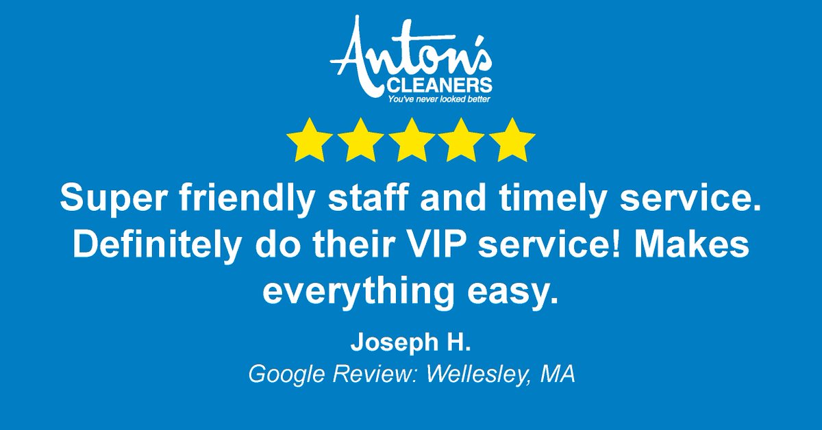 Thanks Joseph from Wellesley for the great review!

#drycleaner #bostondrycleaner #wellesleyMA #googlereview #5starservice #VIP