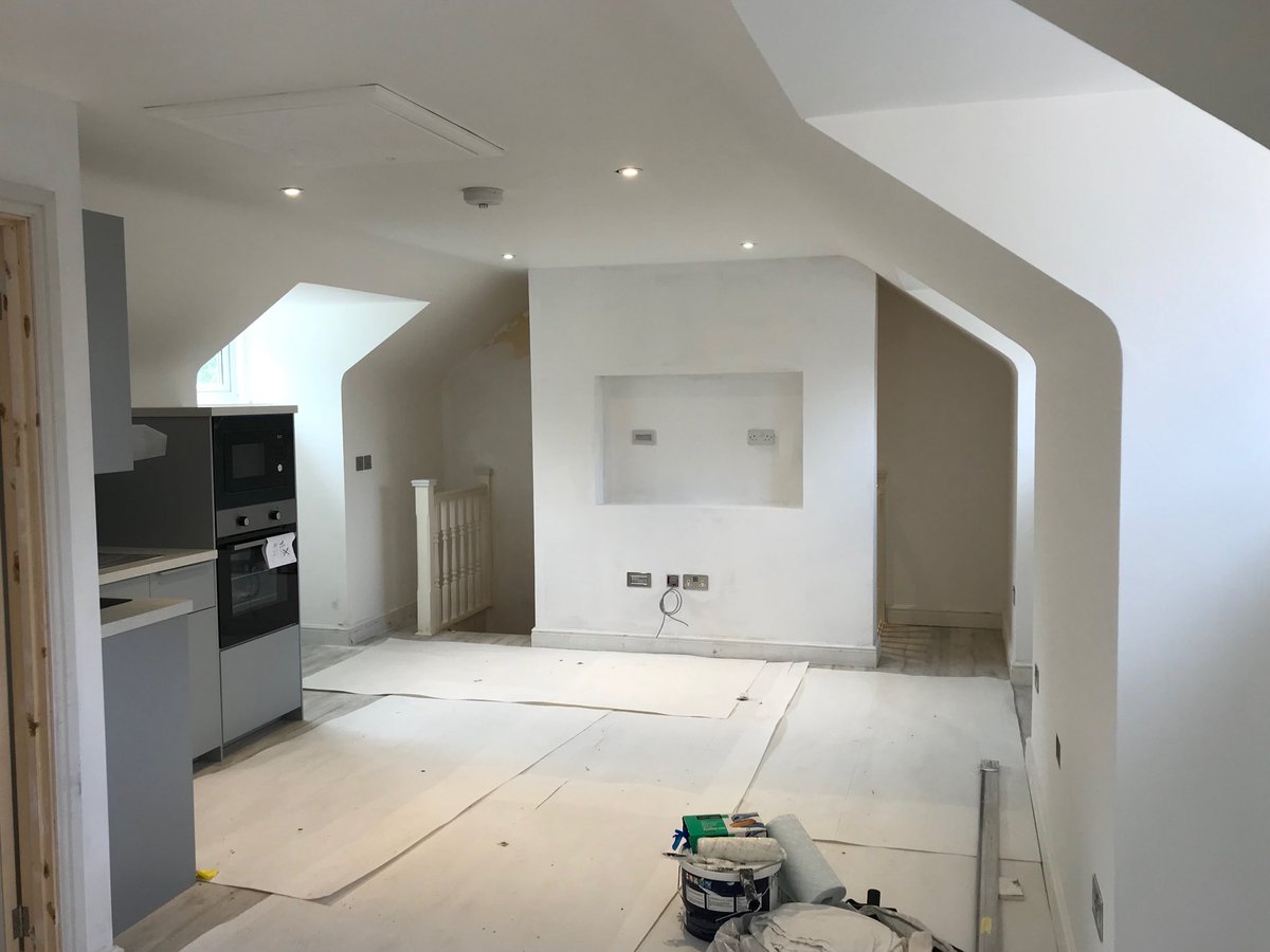 MWHPlumbing's tweet photo. We’ve also been putting some finishing touches on our garage #loftconversion in #stfagan #cardiff. Stairs are now complete, #kitchen fully operational and new high grade laminate floor laid throughout. Just some final coats of paint and our customers will be ready to move in 📦🏡 https://t.co/WKFSDfZawO