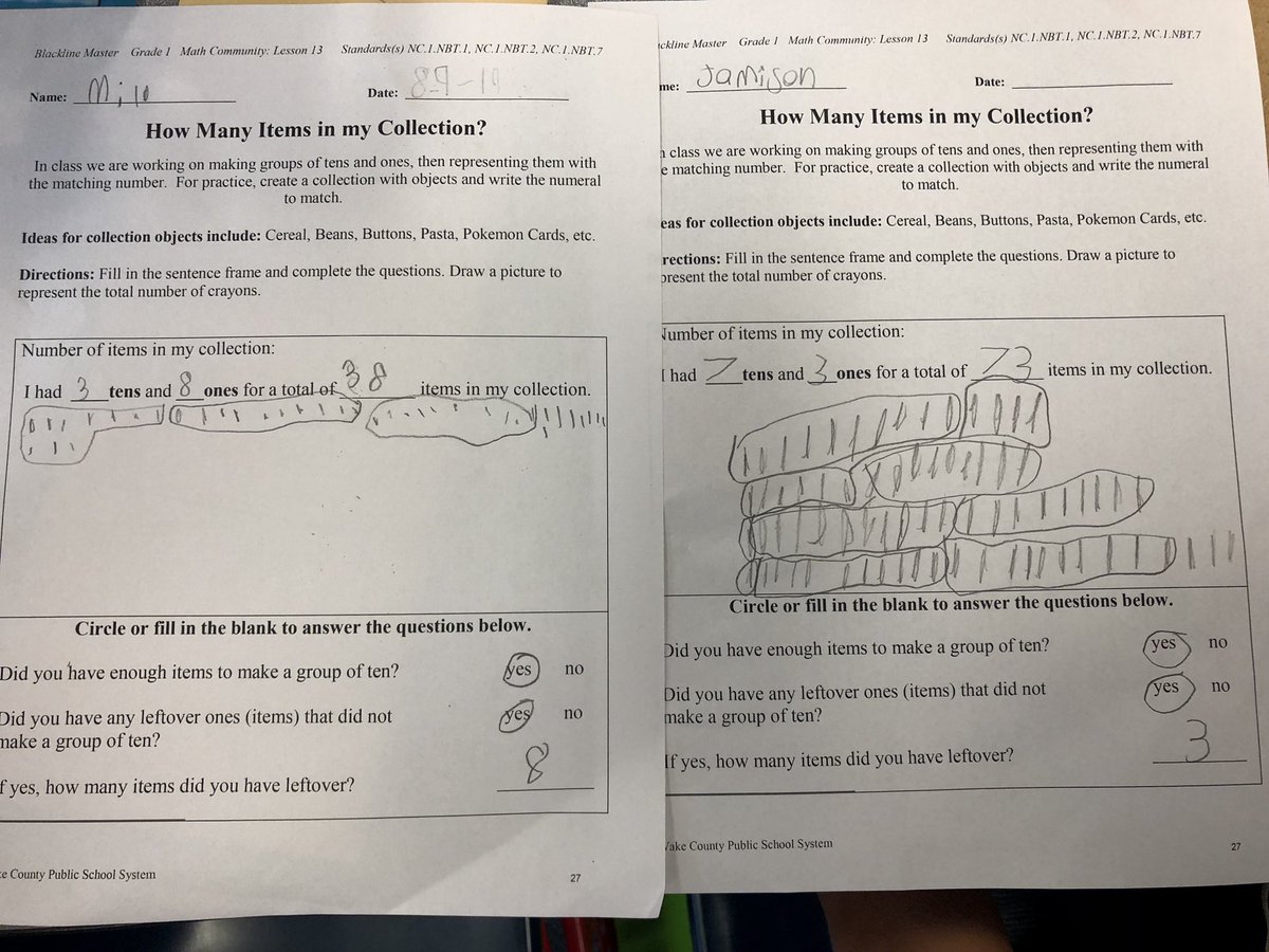 amymarlotabor's tweet photo. Tabor Owls 🦉 count materials in their pencils boxes and fill in sentence frames identifying tens and ones and answering questions about our findings.@BESFirefly https://t.co/baTeBqVmH6