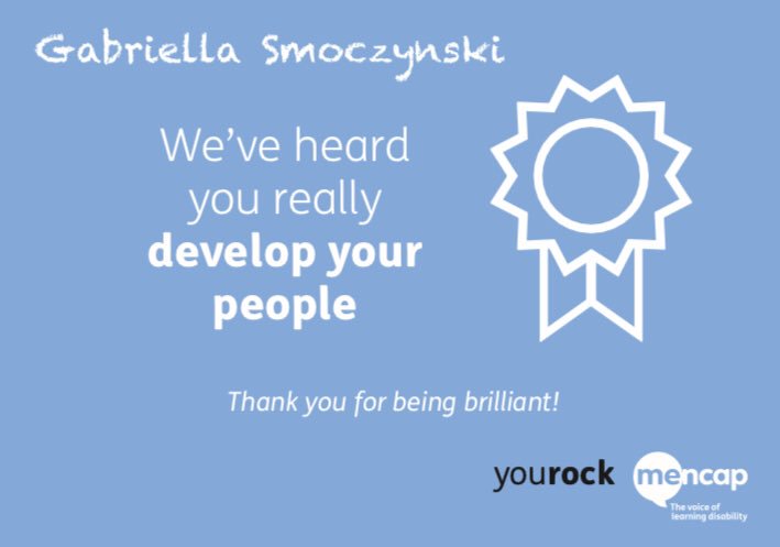 G_Smoczynski's tweet photo. Thank you @boman_melissa for my your #leadership rocks #yourock nomination #developyourpeople @mencap_charity #values #leadershipway
@MichelleCl_1 @joyceTainton @dee339 https://t.co/6Qkkt4B1QP