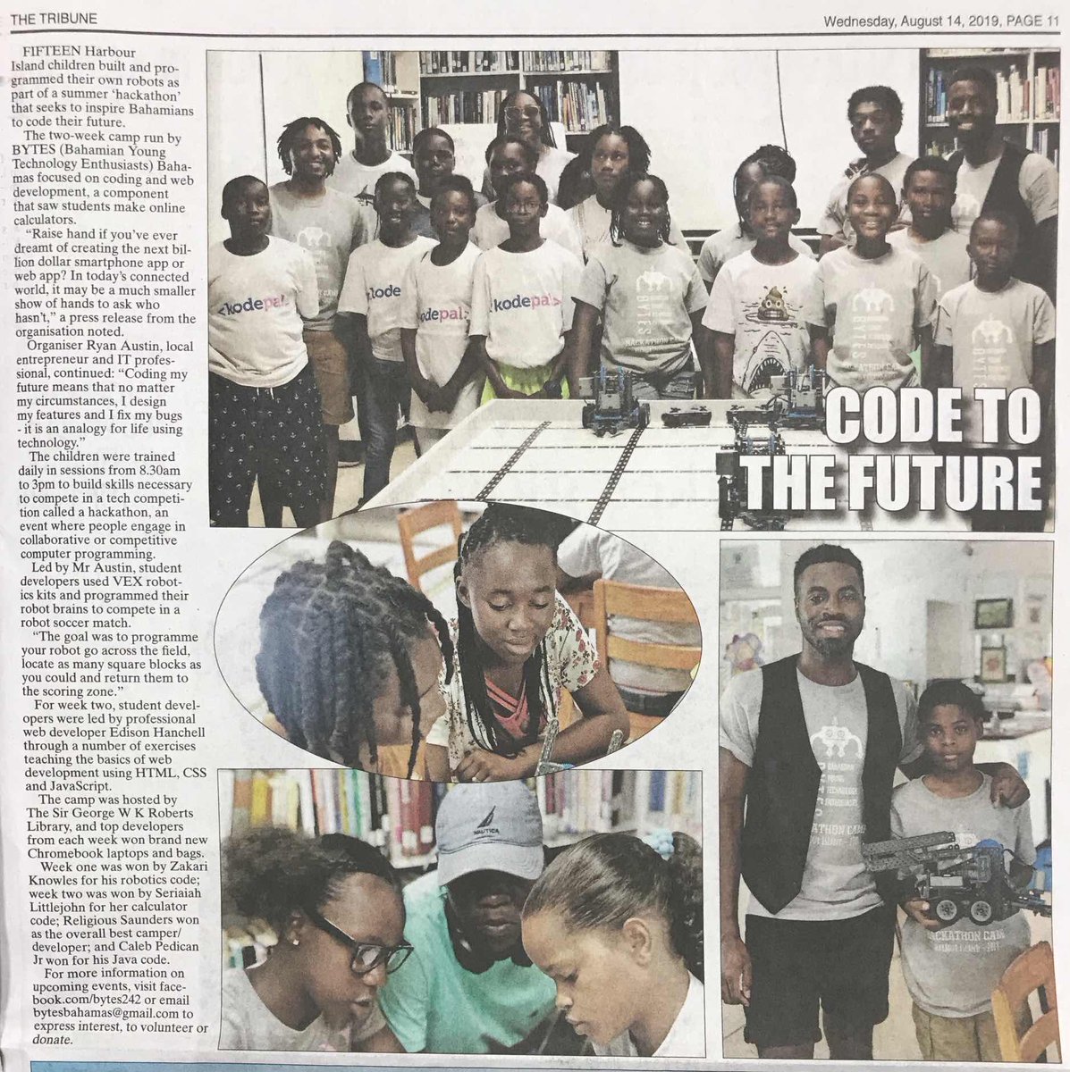 BrianTAustin's tweet photo. Bro! This is awesome #BytesBahamas was a two week summer ‘hackathon’ organized by @Ry_Austin ... these kids showed up then and are still showing up to learn how to code. This is a long way since the old #Techfromtheisles R! https://t.co/o3jSs9RU8h