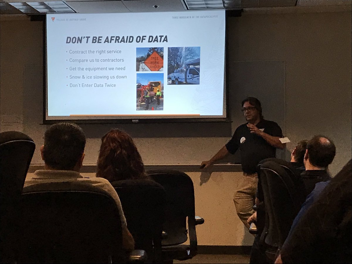 kittlent's tweet photo. It’s Q&A with @NorsemenOf during the Daily Vehicles Checks and tree maintenance in the Datapocalypse presentation. These guys are pros w @Cartegraph and it shows. #highperformancegovernment https://t.co/utbbEXuo4r