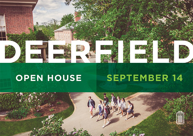 Deerfield's tweet photo. Deerfield Academy is “opening the door” for an Admission Open House on Saturday, September 14, 2019! Join us for a day of tours and informational panels with students and faculty. View the schedule and register at https://t.co/0BO7hhPgmj. https://t.co/C2Lqs7MPAD