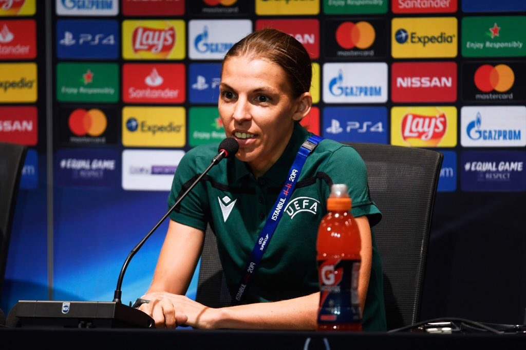 iambolar's tweet photo. Big night awaits referee Stephanie Frappart. She will become the first female to officiate in a major men's European match tonight. 

Liverpool vs. Chelsea in the UEFA #SuperCup 2019. 

KO: 8pm https://t.co/Gc8yaAHJW2