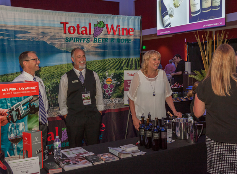 VintageSpokane's tweet photo. We're proud to have @TotalWine as a sponsor at Vintage Spokane. They sampled wines from Sheridan Vineyard, plus, Chris Barker, Wine Manager from their local store, gave an educational presentation on wine preservation. Stop by one of their two Spokane-area locations today! https://t.co/x3B2fTtkl3