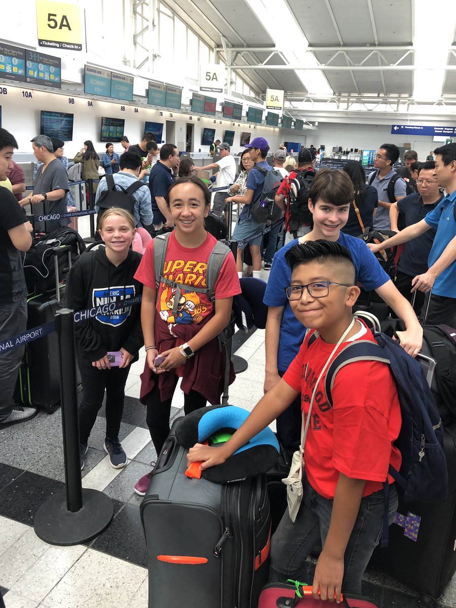 Students and I are checking in to our flight for their international summer camp to Chongqing China! #112Leads