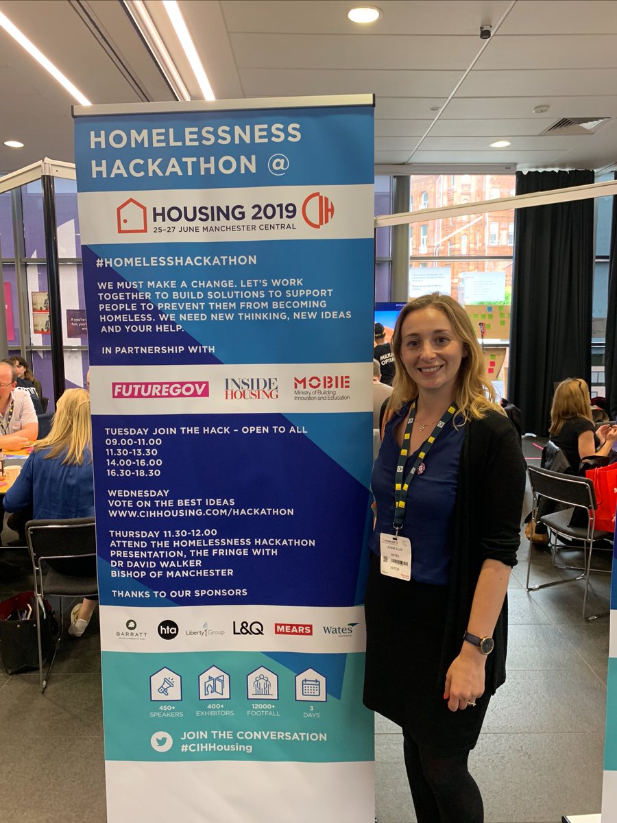 WatesGroup's tweet photo. At @CIH_Housing's #Housing2019 Wates' @jennie_ellis1 &amp; team won the @FutureGov #HomelessHackathon. Based on @amazon lockers, their idea is for lockers to be installed in local authority offices for rough sleepers to use as an official address. Read more: https://t.co/BBJWnjhmeu https://t.co/SvcJFzjVmJ