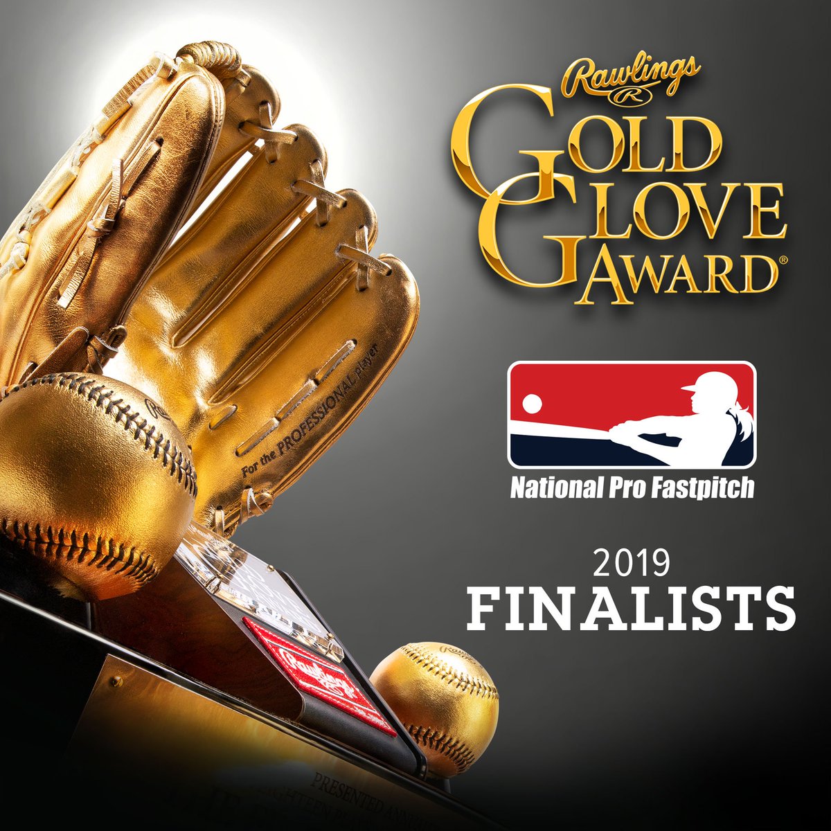 RawlingsSB's tweet photo. Tonight is the night! Find out who will win the 2019 #Rawlings #GoldGlove Award for @profastpitch! Will it be @sammymarshall10 @hannahFlippen or @jessicawarren30 taking home the Award?
Find out tonight!
#TheFinestInTheField #WomenInGold #RawlingsSoftball #NPF2019 https://t.co/nyi4BPbOVR