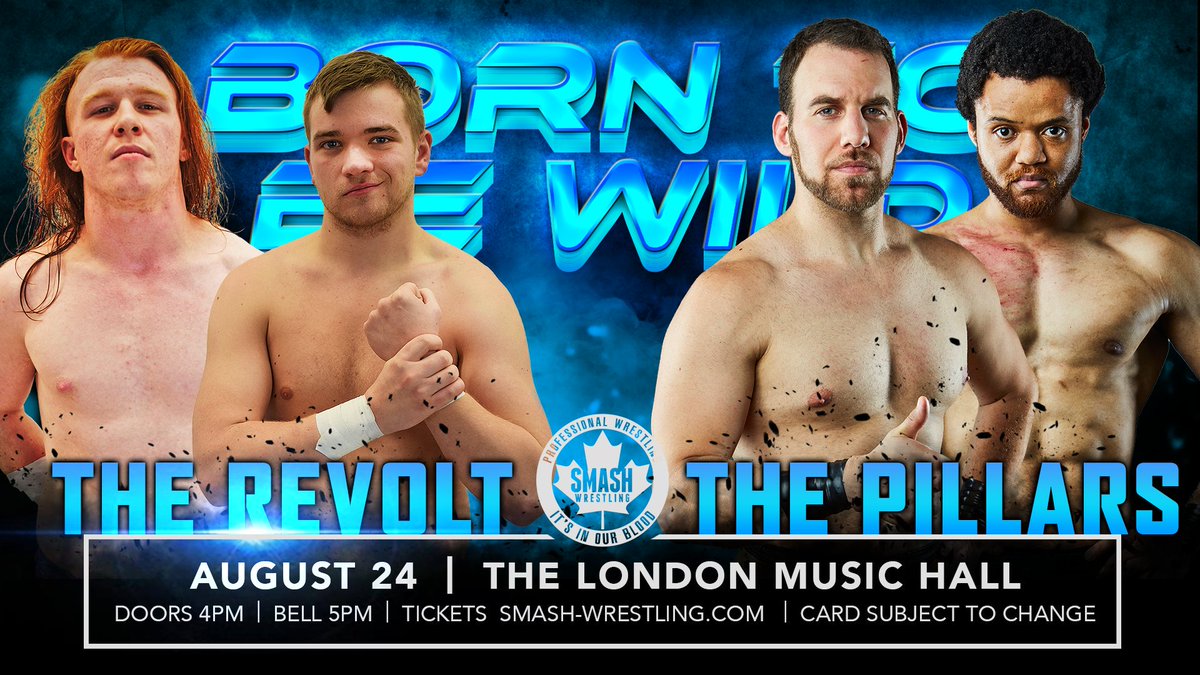 smashwrestling's tweet photo. The Revolt of @thealecrealm and @JJamesWrestling have another big test coming up, as they take on the other half of The Pillars in @suavewrestling and @_banks 
in London on August 24th!

TICKETS: https://t.co/19vUtT5uEA https://t.co/5rXpOYvQrE