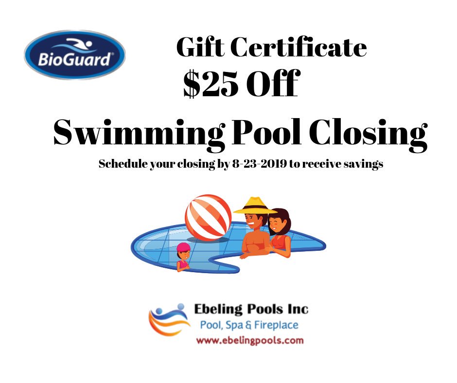 Schedule your pool closing with this offer!  Remember to mention the ad!