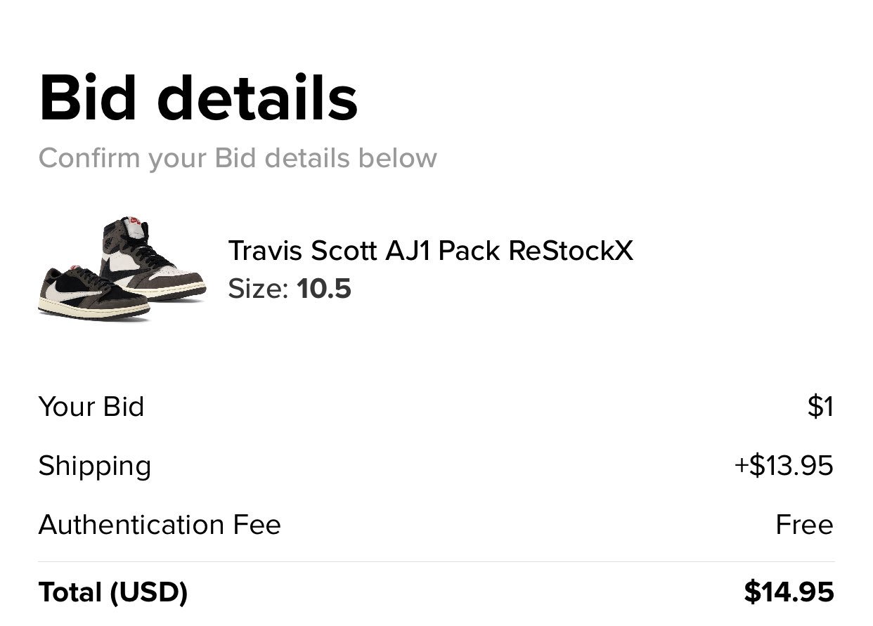 stockx travis scott bid